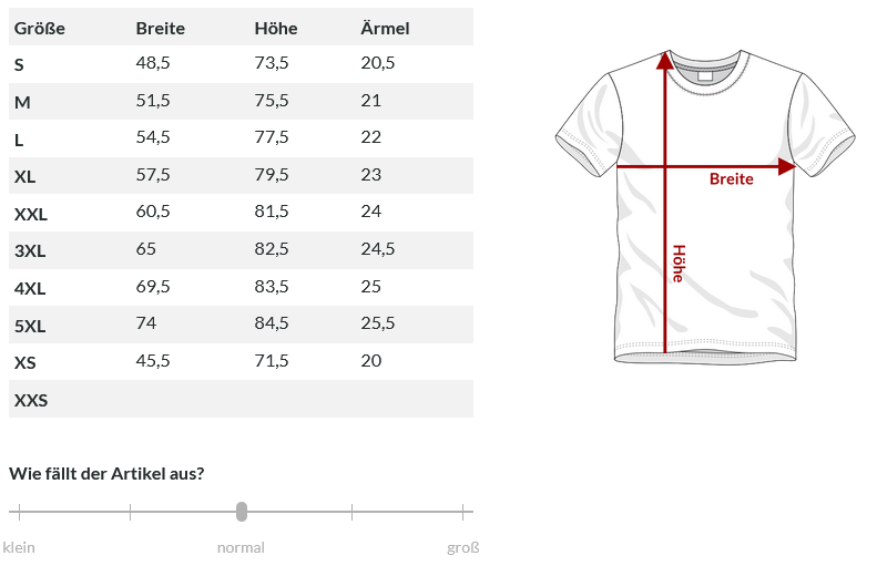 Abmessungen für DNA T-Shirt Men